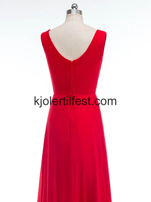 A-Linje Scoop Lange Rd Chiffon Selskapskjoler