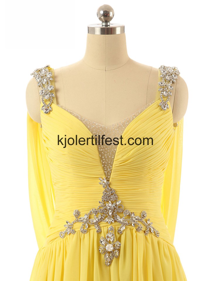 A-Linje Scoop Gul Chiffon Ballkjoler