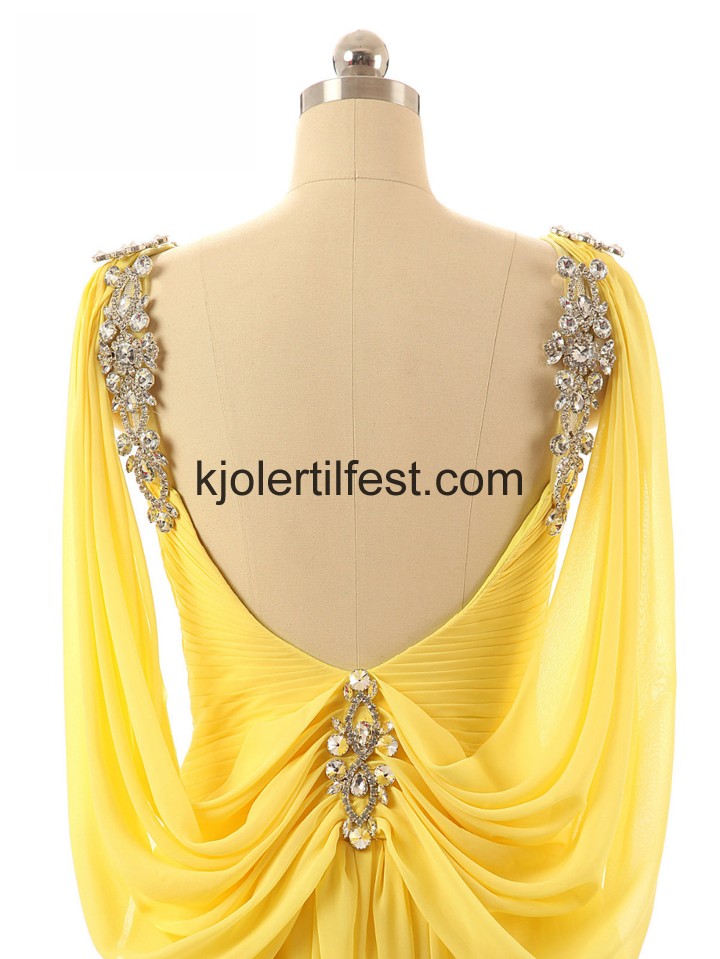 A-Linje Scoop Gul Chiffon Ballkjoler