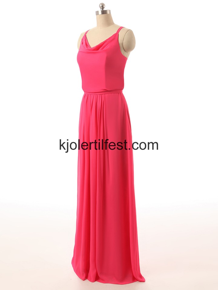 A-Linje Spaghetti Stropper Fuksia Chiffon Brudepikekjoler