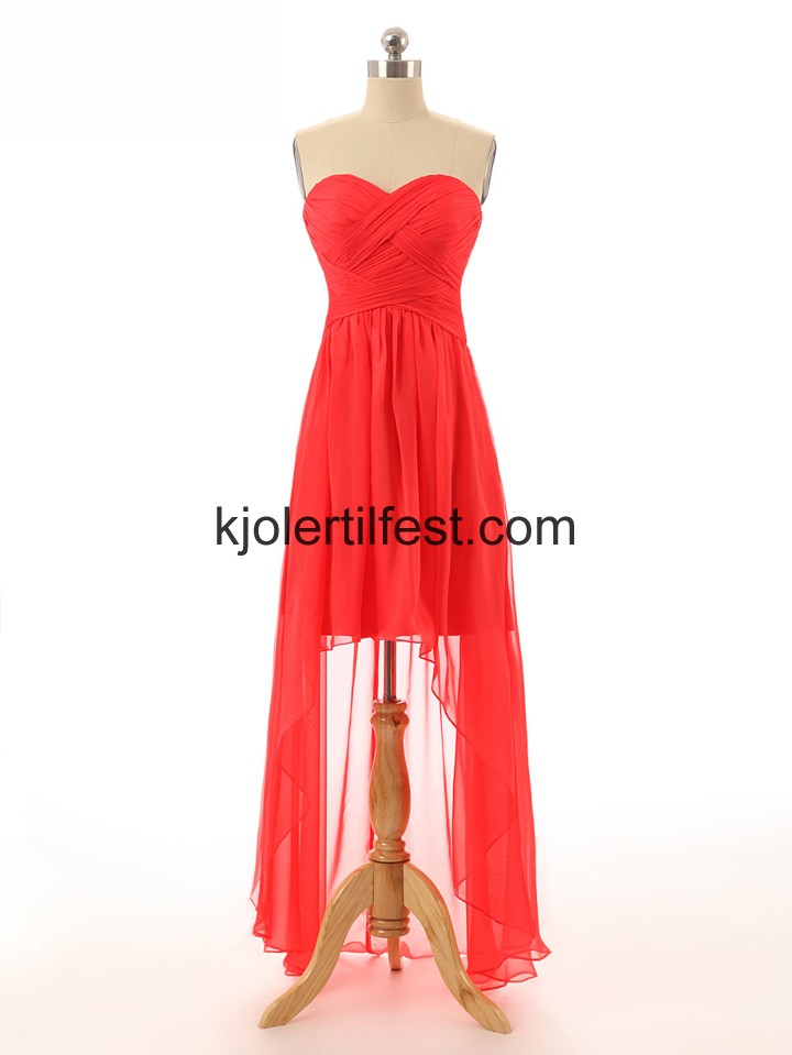 A-Linje Stroppels Rd Chiffon Selskapskjoler