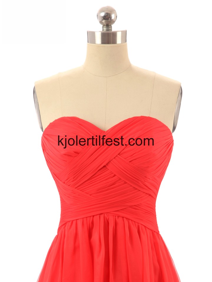 A-Linje Stroppels Rd Chiffon Selskapskjoler