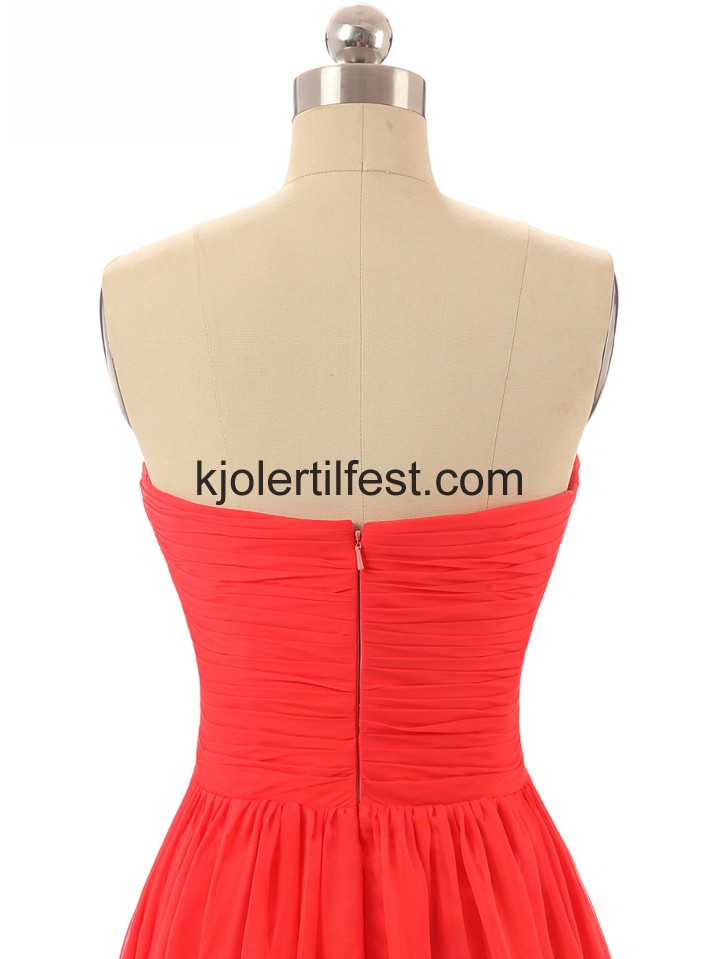 A-Linje Stroppels Rd Chiffon Selskapskjoler