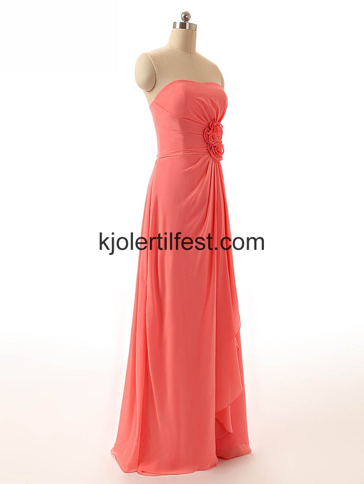 A-Linje Stroppels Vannmelon Chiffon Ballkjoler