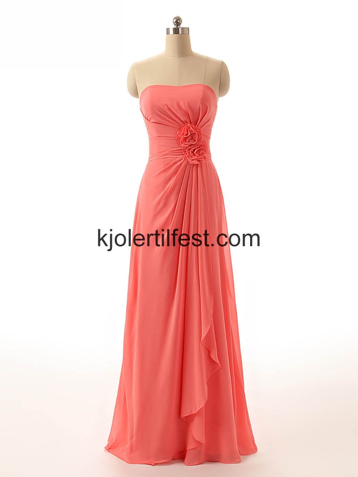 A-Linje Stroppels Vannmelon Chiffon Brudepikekjoler