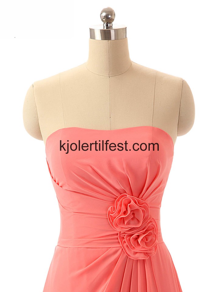 A-Linje Stroppels Vannmelon Chiffon Brudepikekjoler