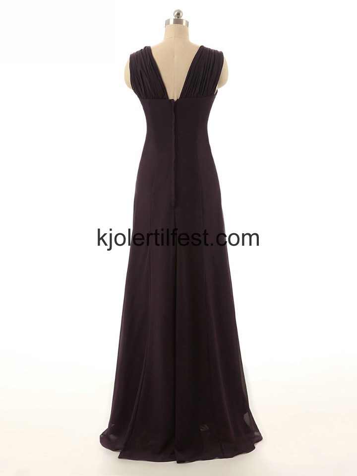 A-Linje Stropper Lange Svart Chiffon Selskapskjoler