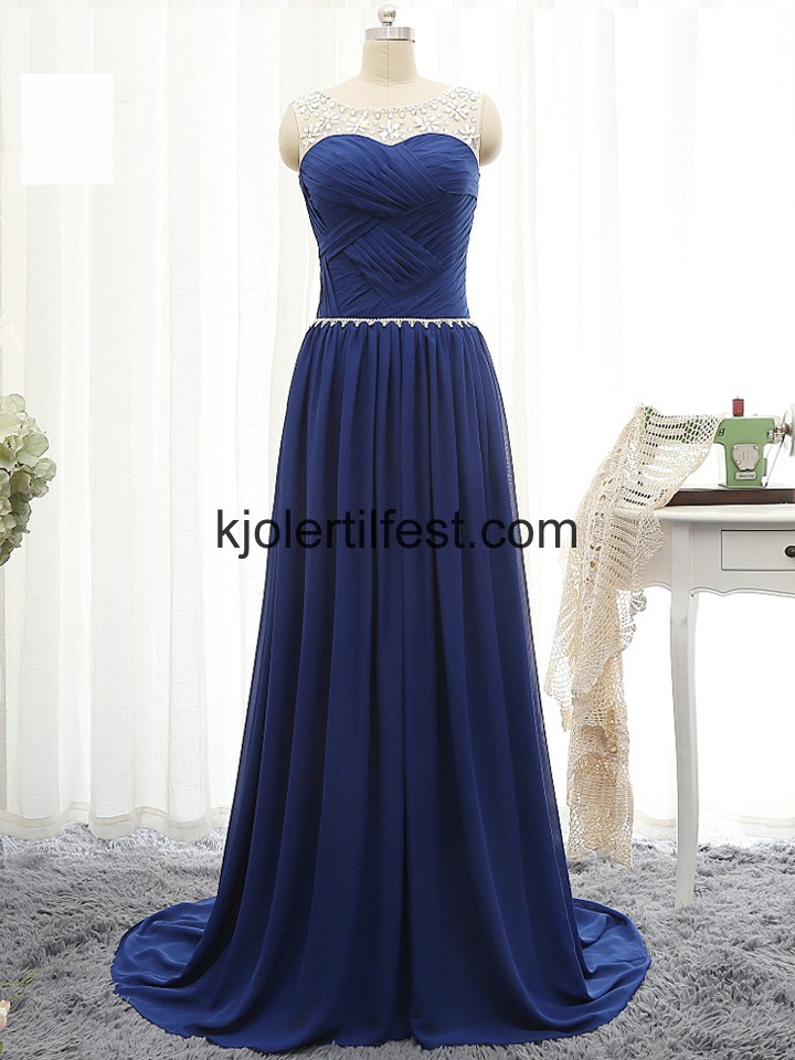 A-Linje Scoop Mrk Kongebl Chiffon Ballkjoler