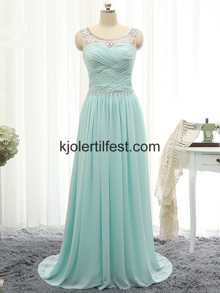 A-Linje Scoop Mrk Kongebl Chiffon Ballkjoler
