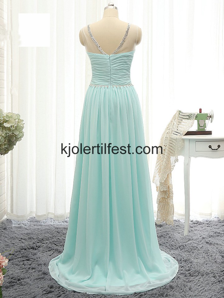 A-Linje Scoop Mrk Kongebl Chiffon Ballkjoler