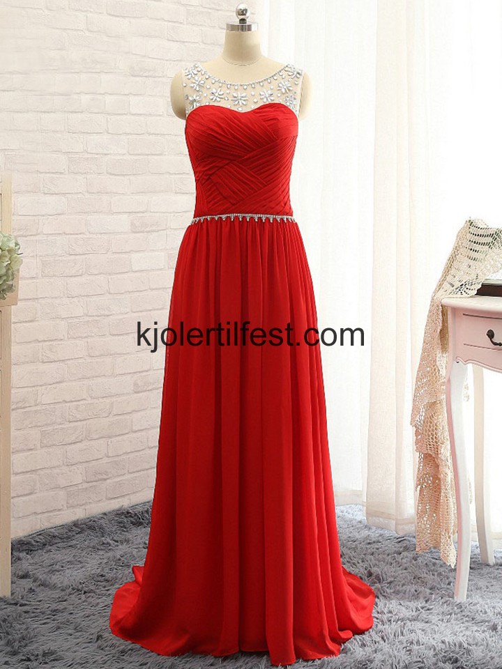 A-Linje Scoop Rd Chiffon Selskapskjoler