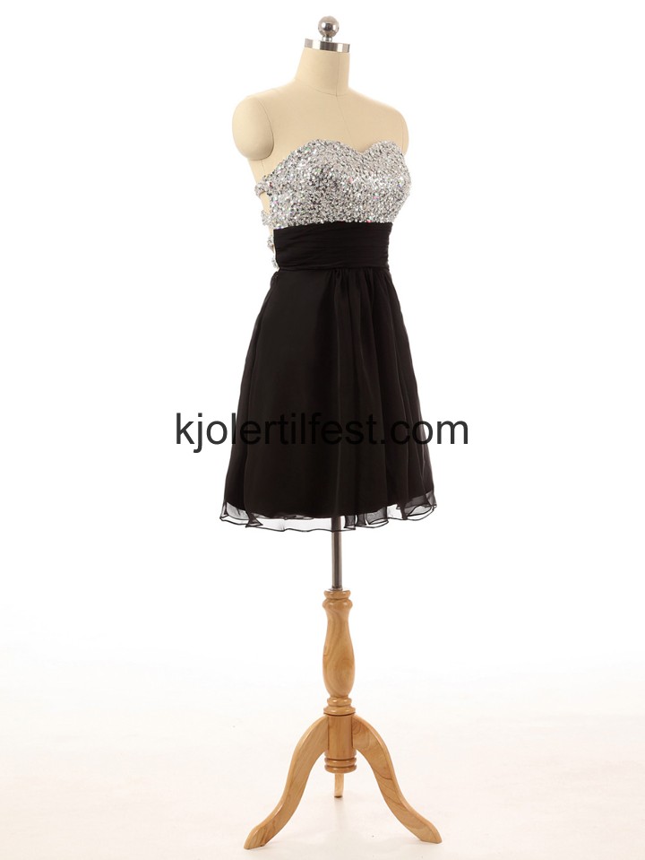 A-Linje Svart Kort Chiffon Cocktailkjoler