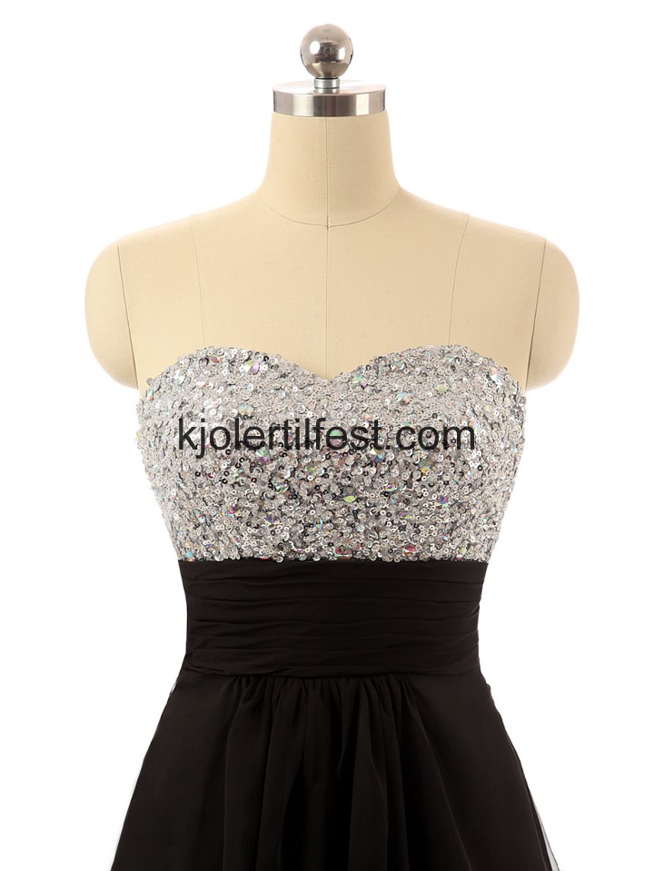 A-Linje Svart Kort Chiffon Cocktailkjoler