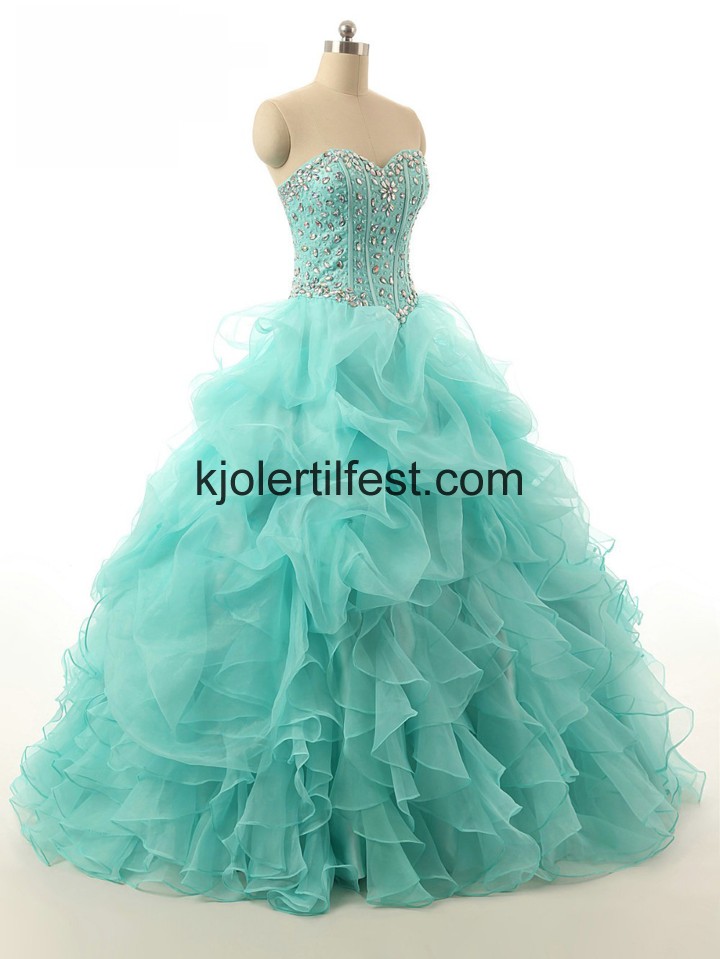Skoleball Kjreste Mint Organza Quinceanera Kjoler