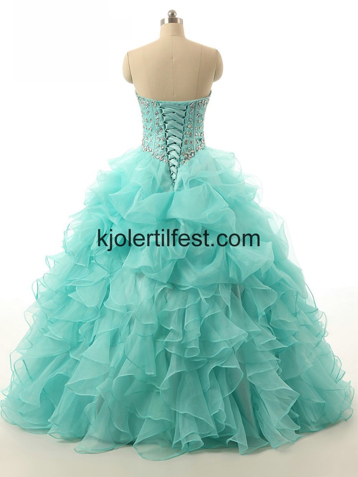 Skoleball Kjreste Mint Organza Quinceanera Kjoler