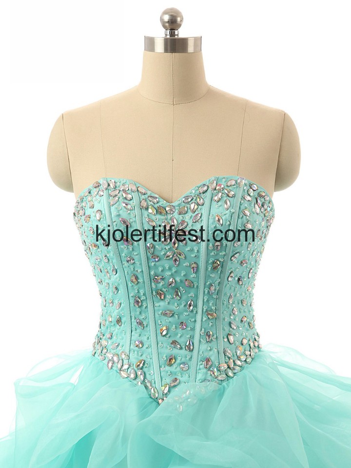 Skoleball Kjreste Mint Organza Quinceanera Kjoler
