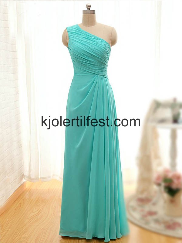 Bl En-Skulder Gulvlengde Chiffon Ballkjoler