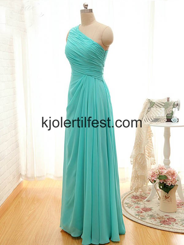 Bl En-Skulder Gulvlengde Chiffon Ballkjoler
