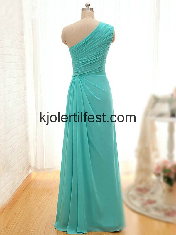 Bl En-Skulder Gulvlengde Chiffon Ballkjoler
