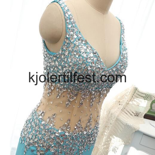 Bl Havfrue Lange V-hals Chiffon Ballkjoler