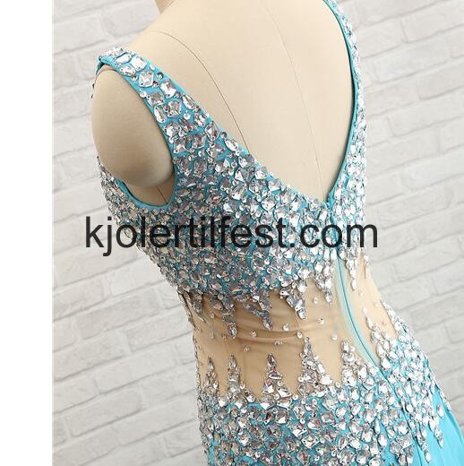 Bl Havfrue Lange V-hals Chiffon Ballkjoler