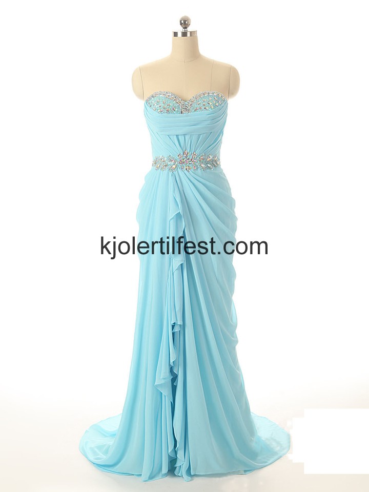 Bl Kjreste Lange Chiffon Ballkjoler