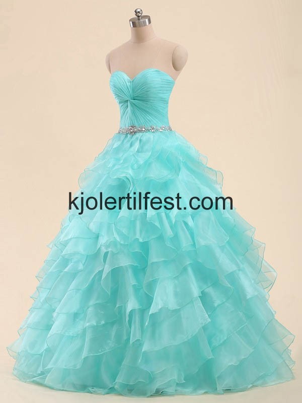 Bl Kjreste Lange Organza Quinceanera Kjoler