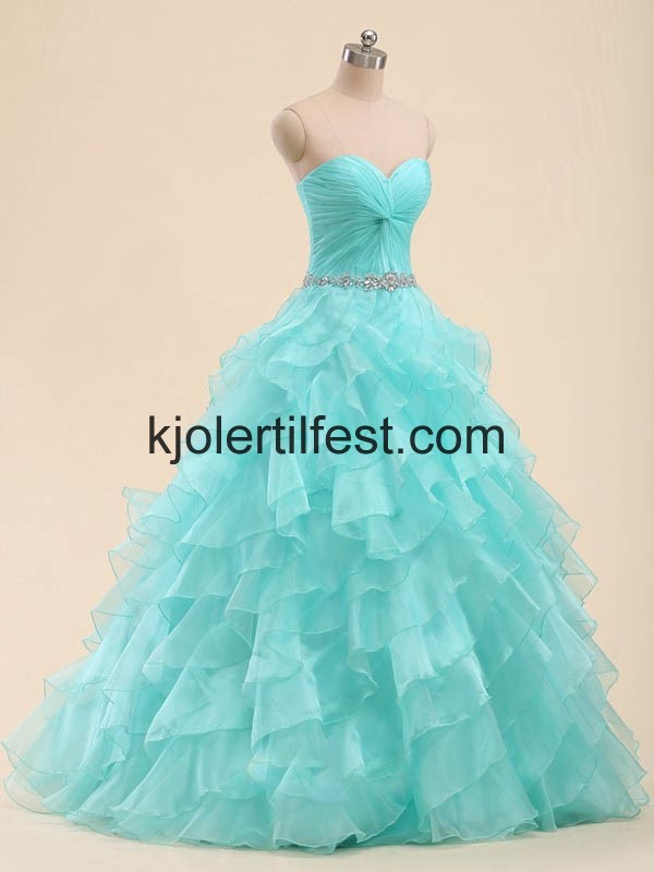 Bl Kjreste Lange Organza Quinceanera Kjoler