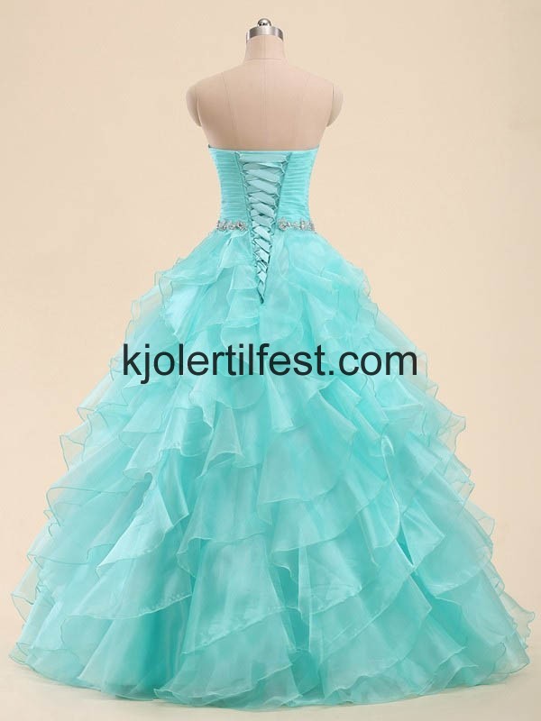 Bl Kjreste Lange Organza Quinceanera Kjoler