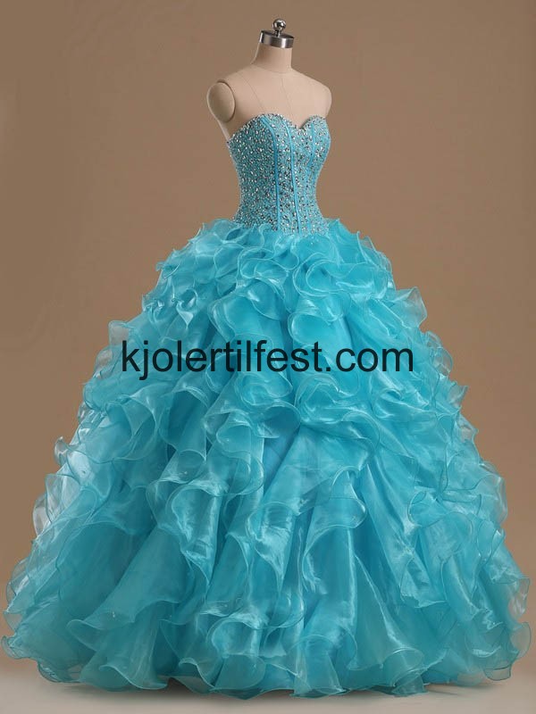 Bl Kjreste Organza Quinceanera Kjoler