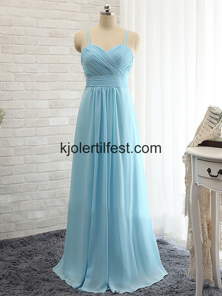 Bl Lange Stropper Kjreste Chiffon Ballkjoler