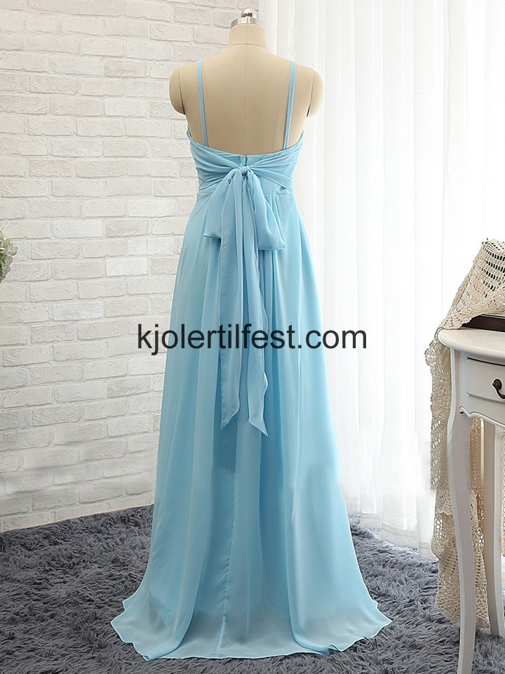 Bl Lange Stropper Kjreste Chiffon Ballkjoler