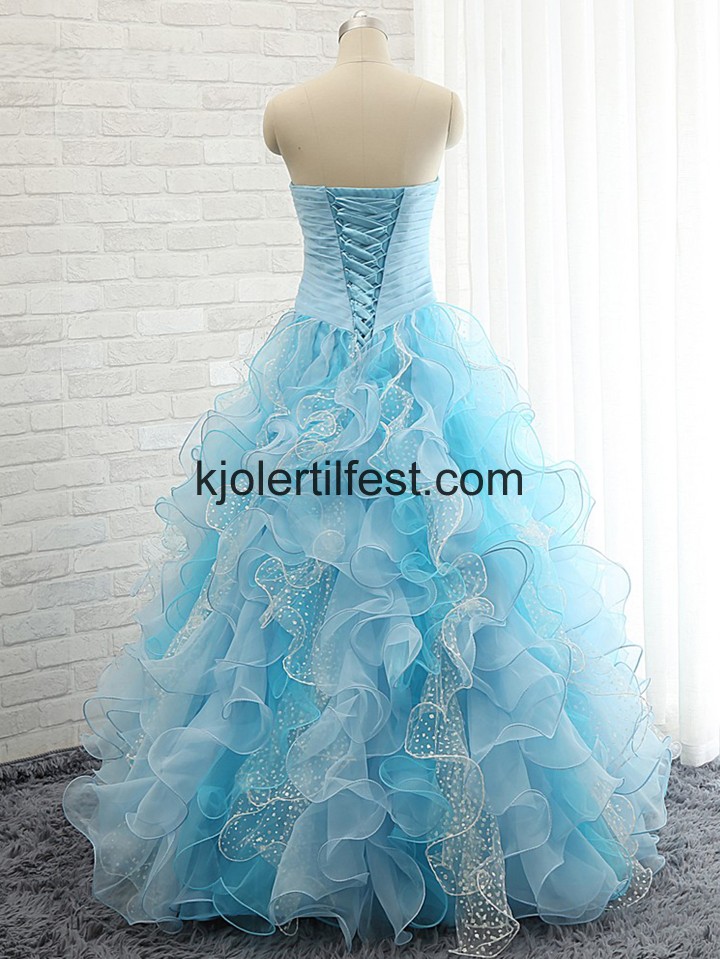 Bl Stroppels Kjreste Tyll Quinceanera Kjoler