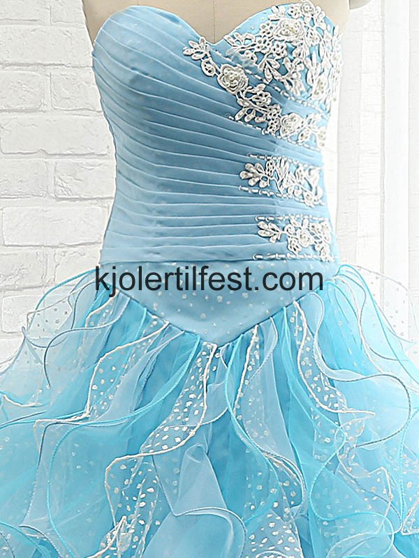 Bl Stroppels Kjreste Tyll Quinceanera Kjoler
