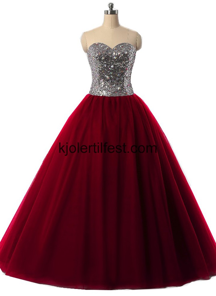 Burgund Kjreste Tyll Quinceanera Kjoler
