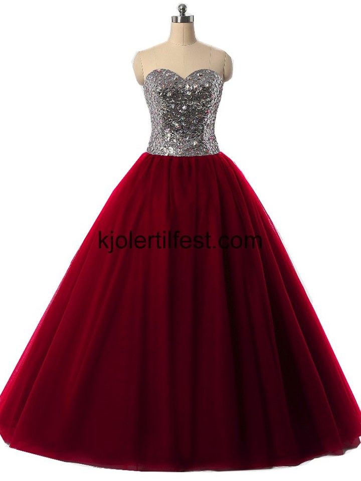 Burgund Kjreste Tyll Quinceanera Kjoler