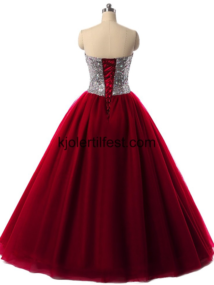 Burgund Kjreste Tyll Quinceanera Kjoler