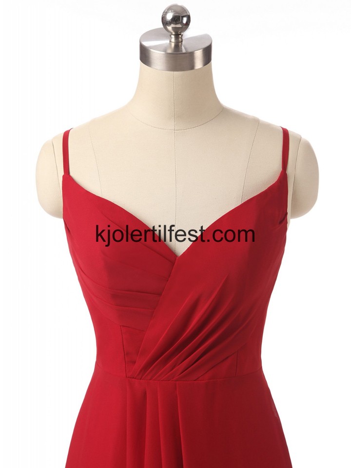 Burgund Stropper Chiffon Lange Havfrue Selskapskjoler