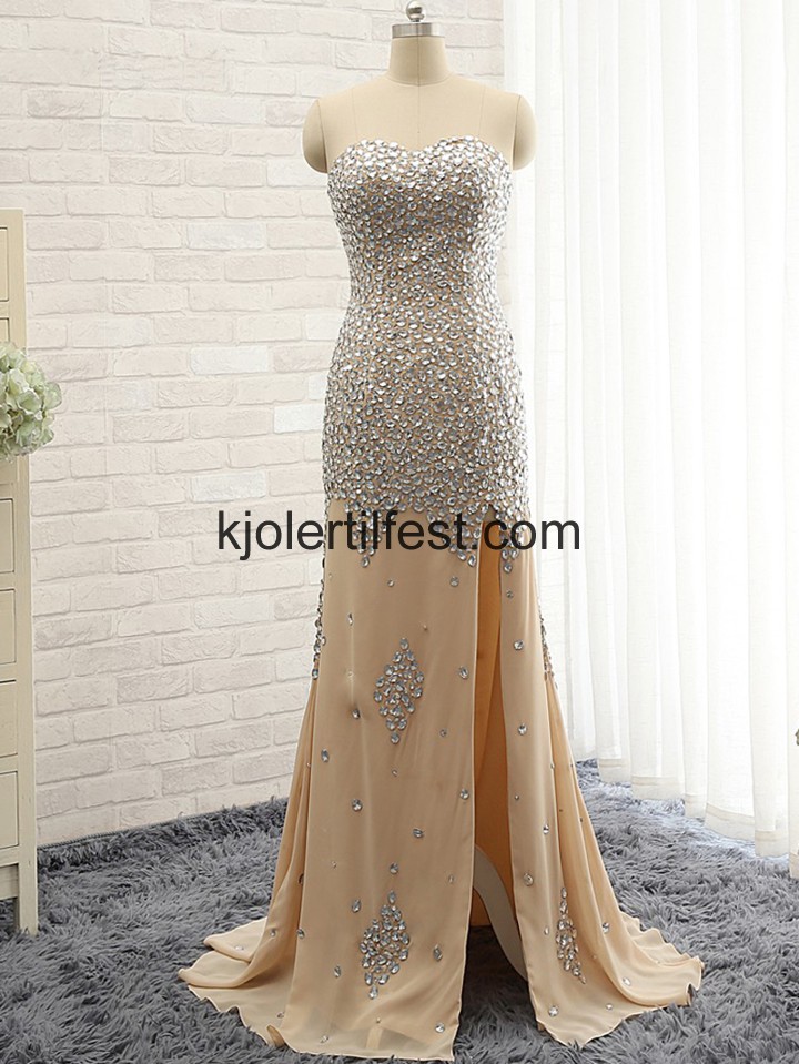 Champagne Skjede/Kolonne Kjreste Chiffon Ballkjoler