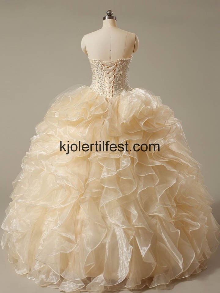 Champagne Kjreste Skoleball Organza Quinceanera Kjoler