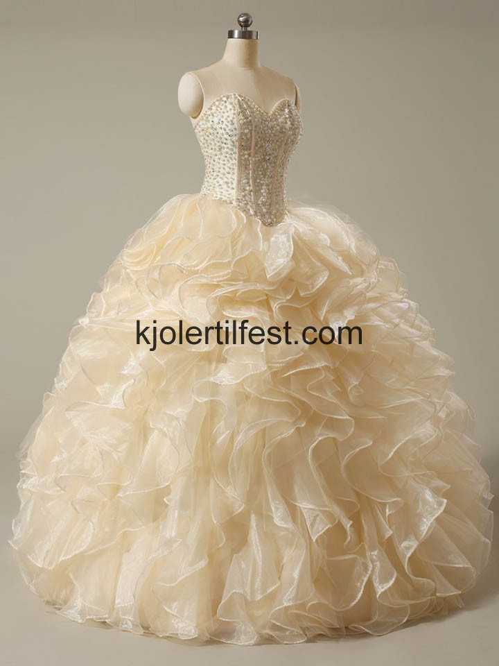 Champagne Kjreste Skoleball Organza Quinceanera Kjoler