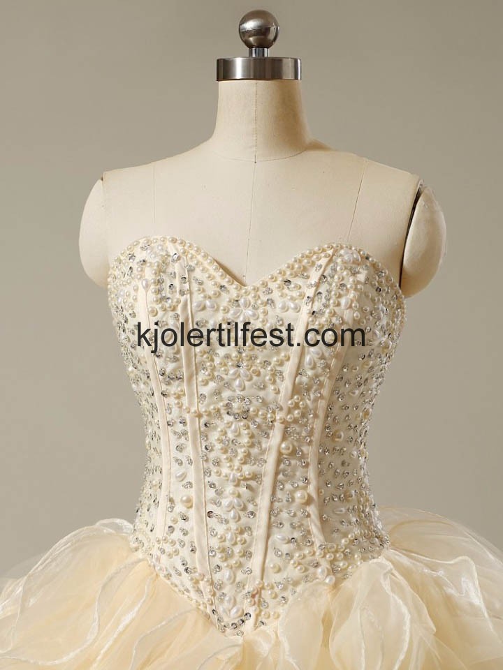 Champagne Kjreste Skoleball Organza Quinceanera Kjoler