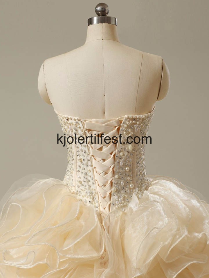 Champagne Kjreste Skoleball Organza Quinceanera Kjoler