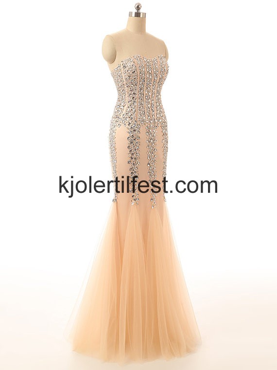 Champagne Perler Kjreste Organza Ballkjoler