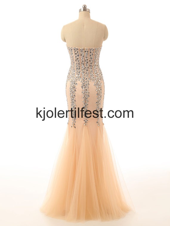 Champagne Perler Kjreste Organza Ballkjoler