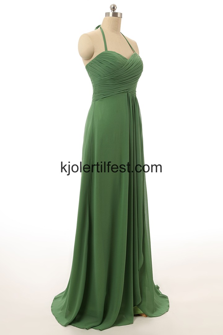 Mrk Grnn A-Linje Lange Chiffon Selskapskjoler