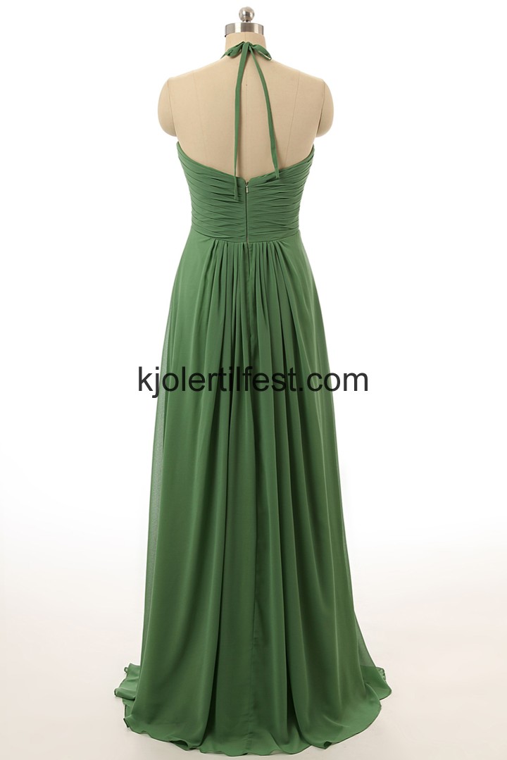 Mrk Grnn A-Linje Lange Chiffon Selskapskjoler