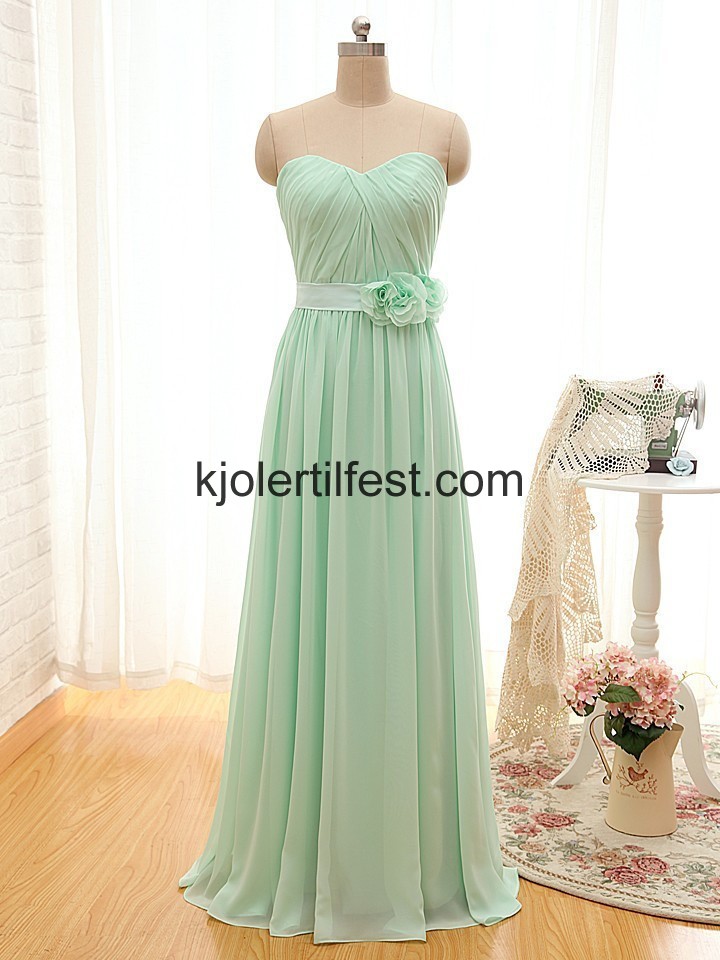 Mint A-Linje Kjreste Lange Chiffon Ballkjoler