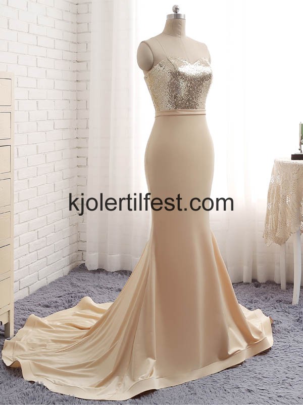 Champagne Havfrue Lange Chiffon Selskapskjoler