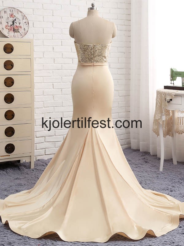 Champagne Havfrue Lange Chiffon Selskapskjoler
